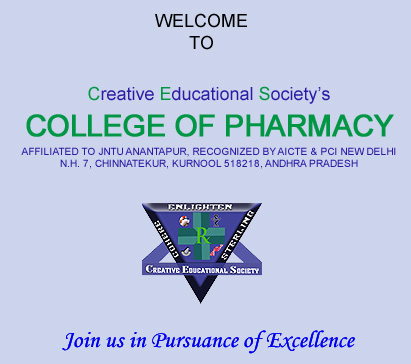 Creative Educational Societys College of Pharmacy logo